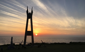応援先の鹿児島県：徳之島　戦艦大和の慰霊碑